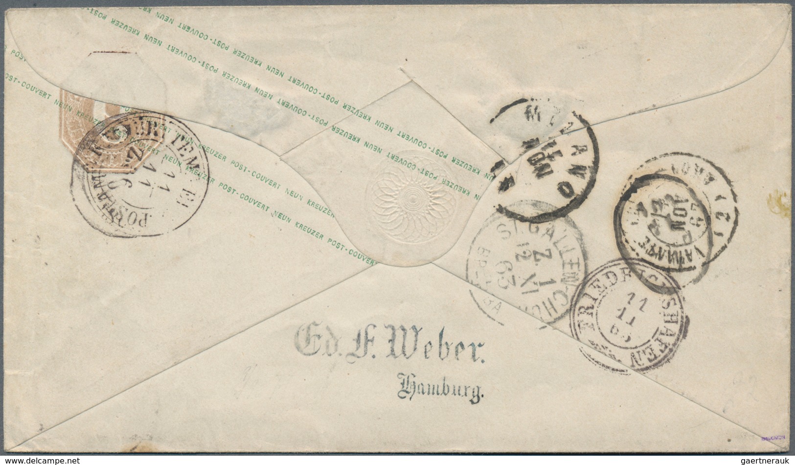 Württemberg - Marken Und Briefe: 1861/1863, 9 Kr Dunkelbraun Ganzsachenumschlag, Überdruck Blaugrün - Other & Unclassified