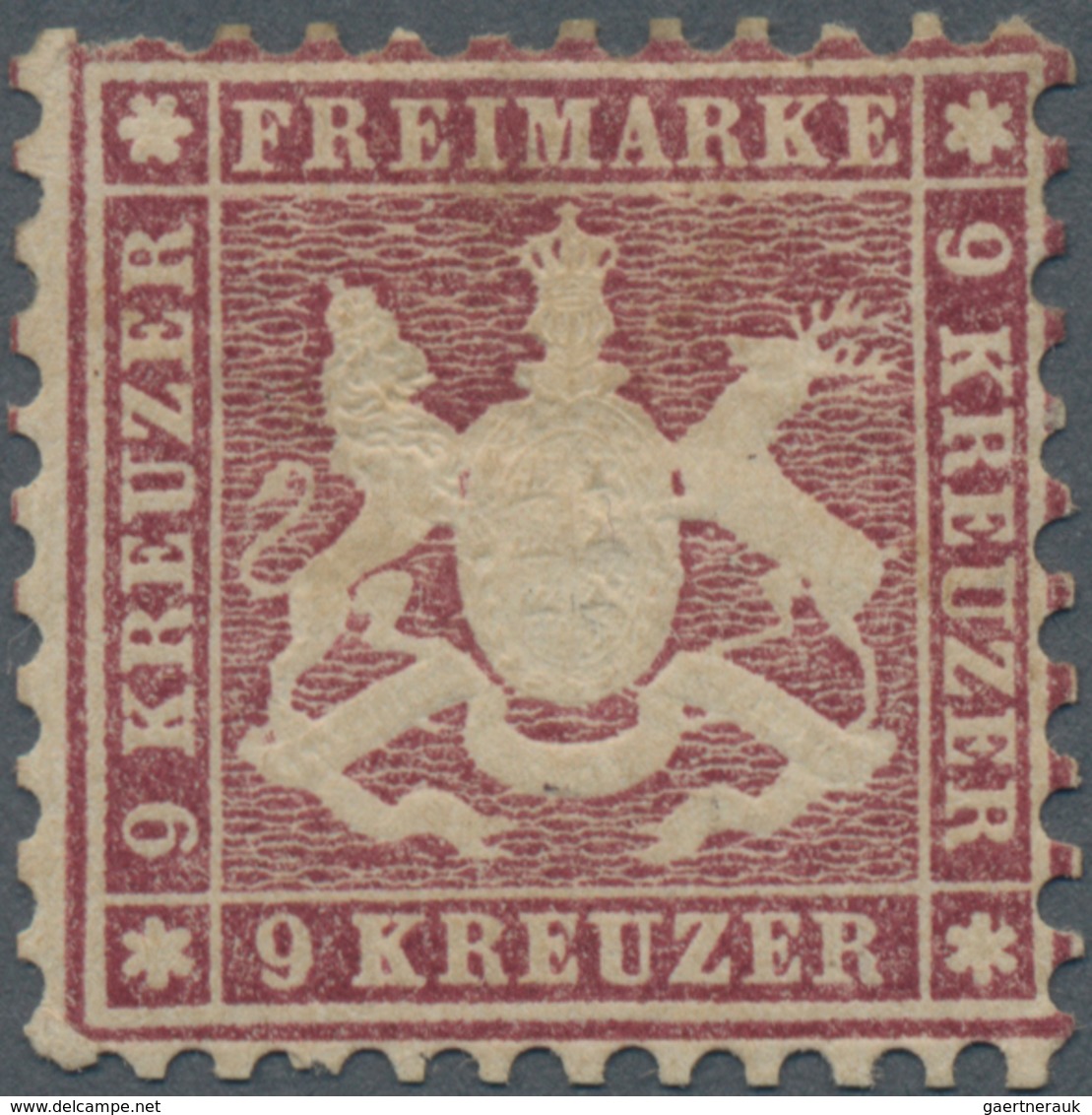 Württemberg - Marken Und Briefe: 9 Kr. Dunkelrotkarmin, Weite Zähnung. Gut Gezähntes Qualitätsstück - Other & Unclassified