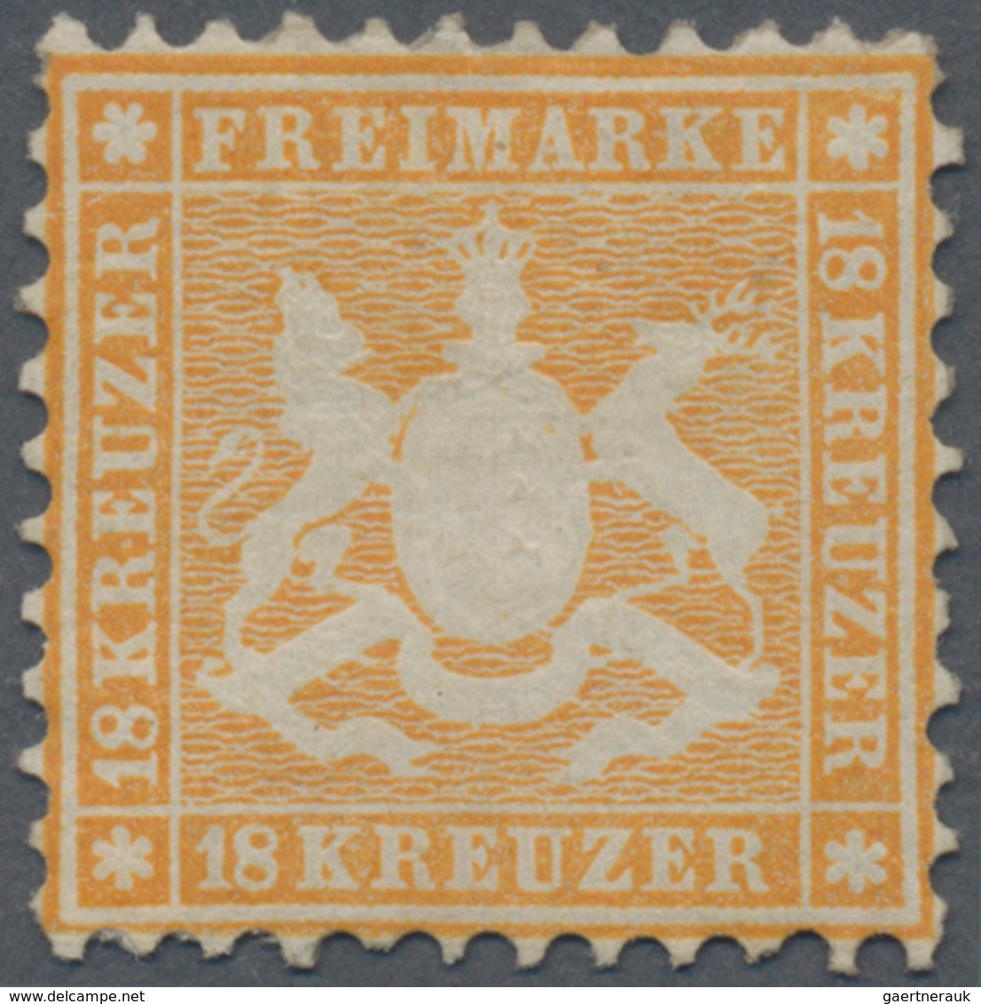 Württemberg - Marken Und Briefe: 1863, Wappen 18 Kr. Orange Weit Gezähnt, Ungebraucht Mit Originalgu - Sonstige & Ohne Zuordnung