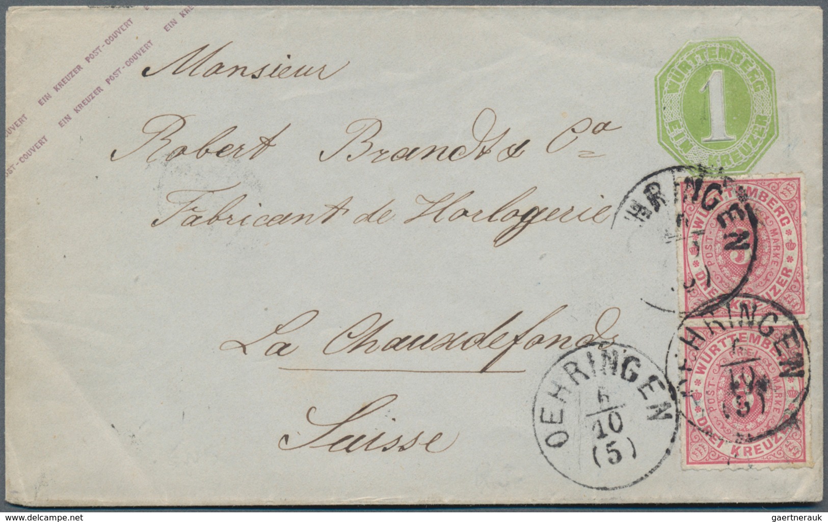 Württemberg - Marken Und Briefe: 1869, Ovalausgabe 1 Kr. Grün Im Dreierstreifen + Einzelmarke Durchs - Other & Unclassified