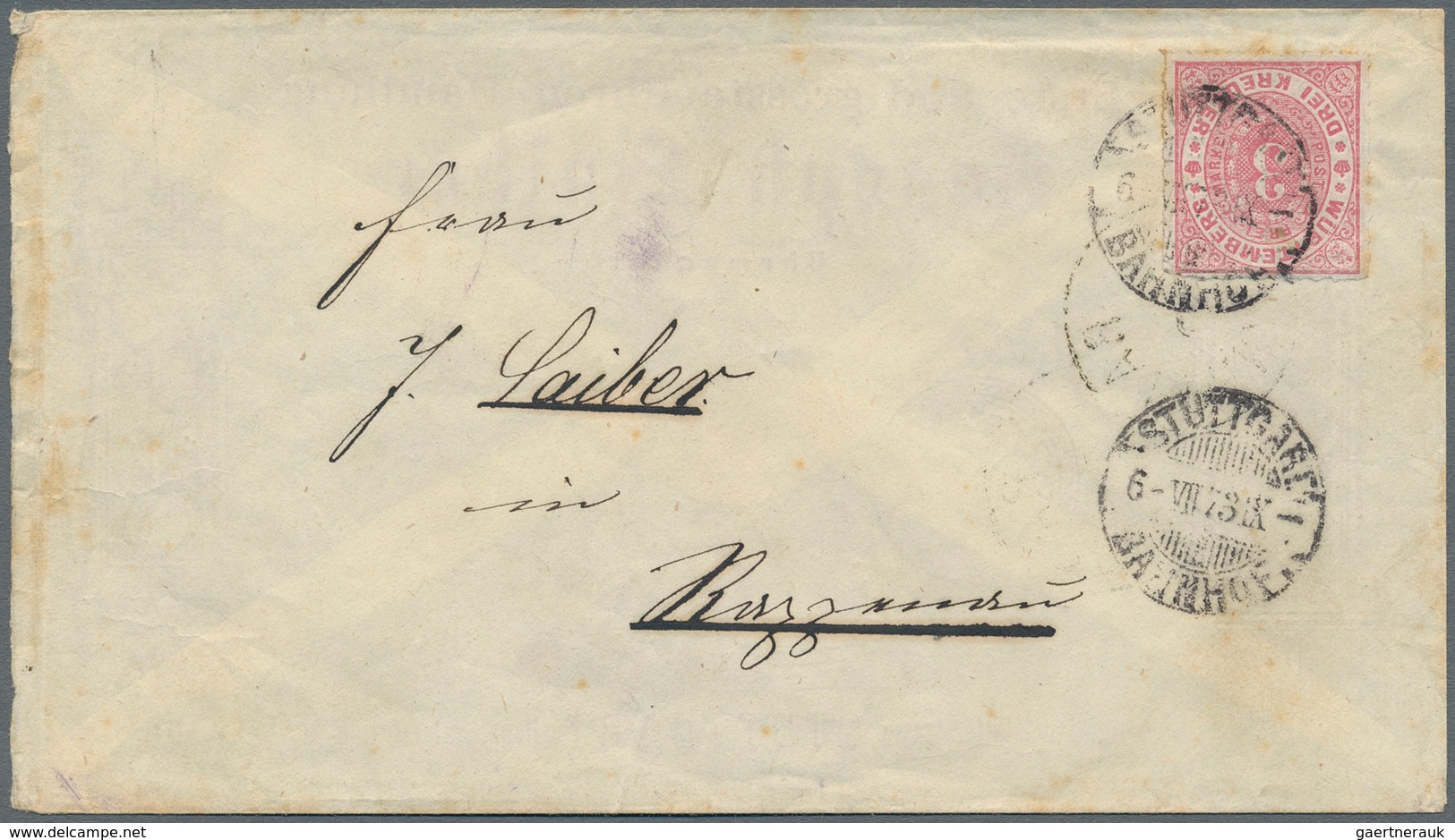 Württemberg - Marken Und Briefe: 1869, Freimarke 3 Kr. Hellrosa Auf Werbeumschlag Der Uhren-Handlung - Other & Unclassified