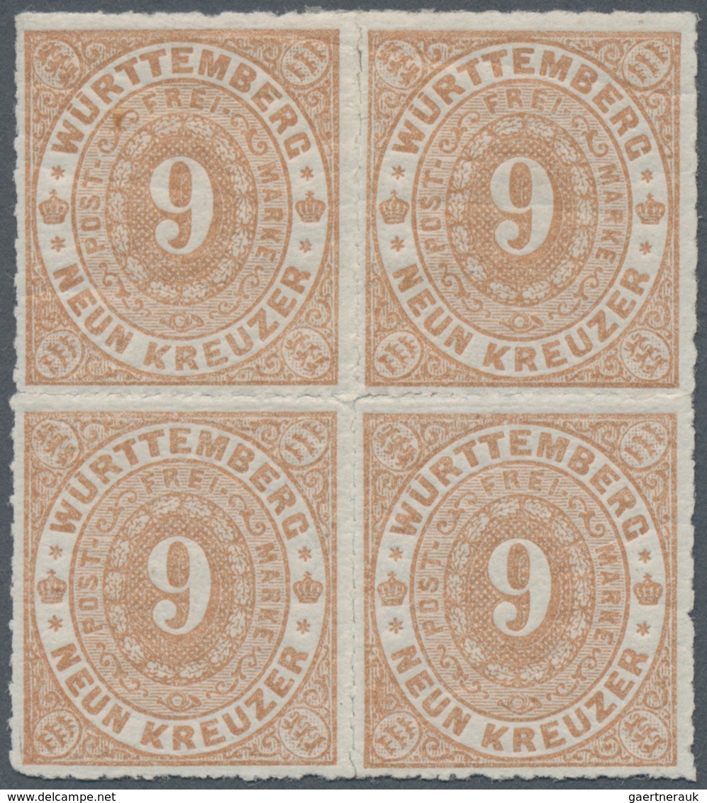Württemberg - Marken Und Briefe: 1869, Ovalausgabe 9 Kr. Hellbraun Als Viererblock, Ungebraucht Mit - Other & Unclassified