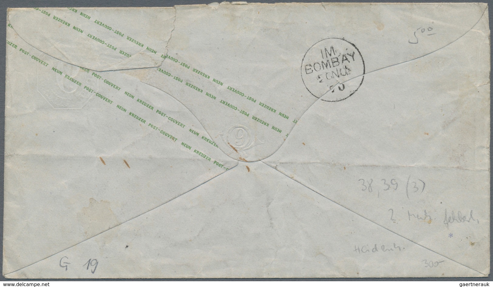 Württemberg - Marken Und Briefe: 1869 Ovalausgabe 3x7 Kr. Blau+3 Kr. Rosa Auf GA-Umschlag 9 Kr. Von - Other & Unclassified