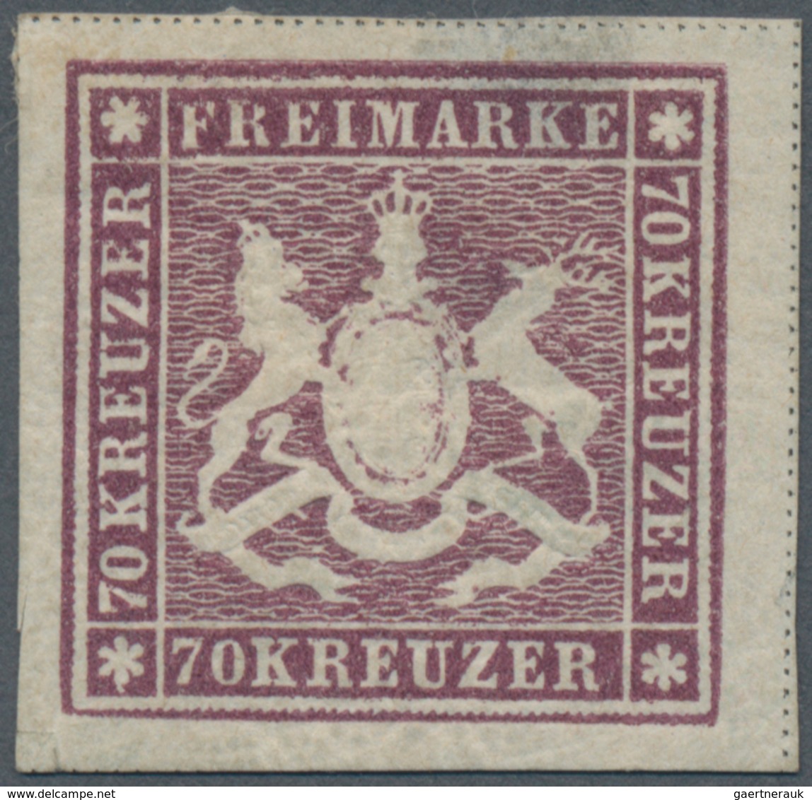 Württemberg - Marken Und Briefe: 1873, Wappen 70 Kr. Braunlila, Erste Auflage Mit Einfachen Linien, - Other & Unclassified