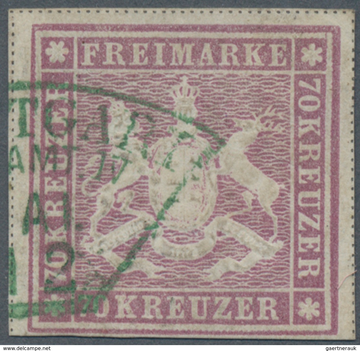 Württemberg - Marken Und Briefe: 1873, Wappen 70 Kr. Rotlila, Zweite Auflage Mit Doppelten Linien Un - Other & Unclassified