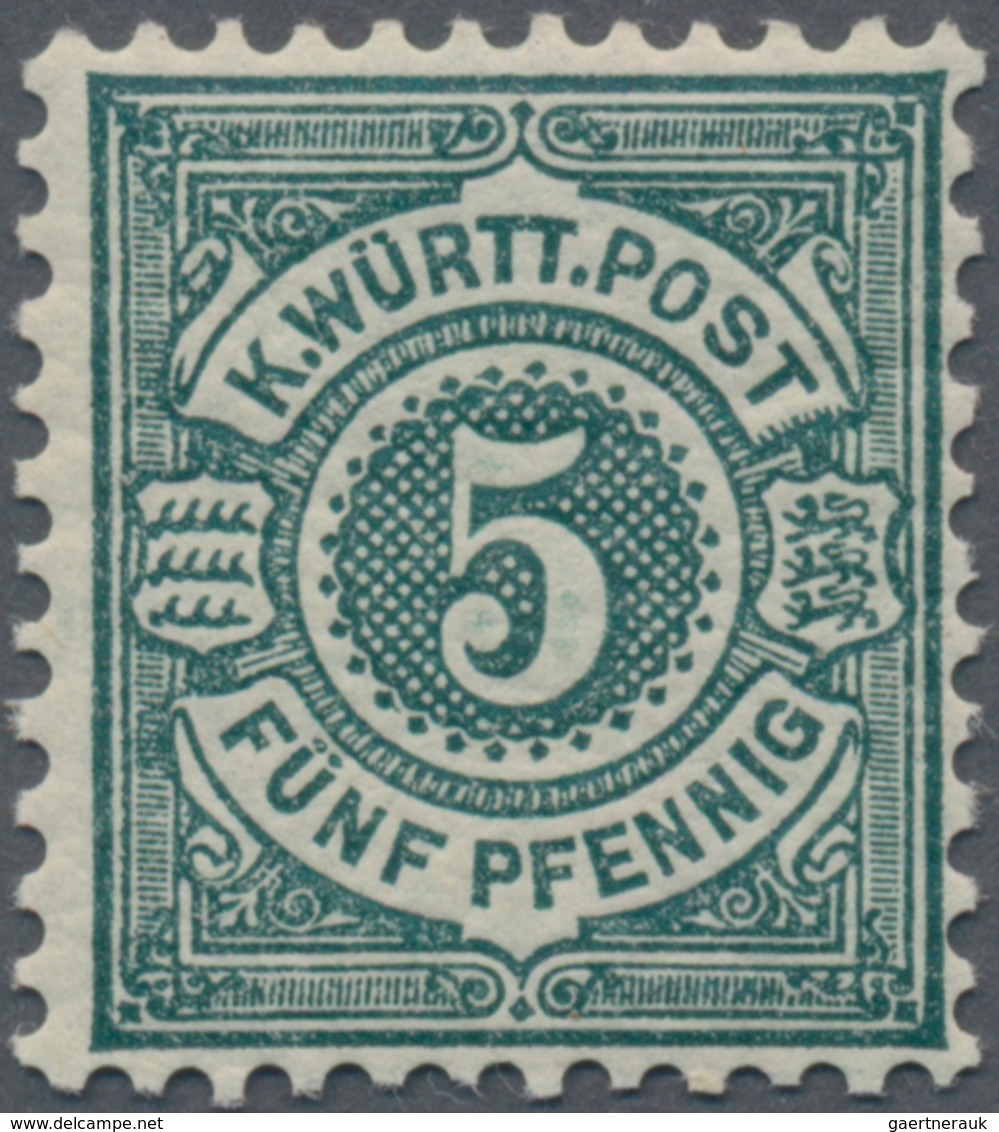 Württemberg - Marken Und Briefe: 1890,Ziffern 5 Pf In Seltener B-Farbe Schwarzblaugrün POSTFRISCH, F - Other & Unclassified