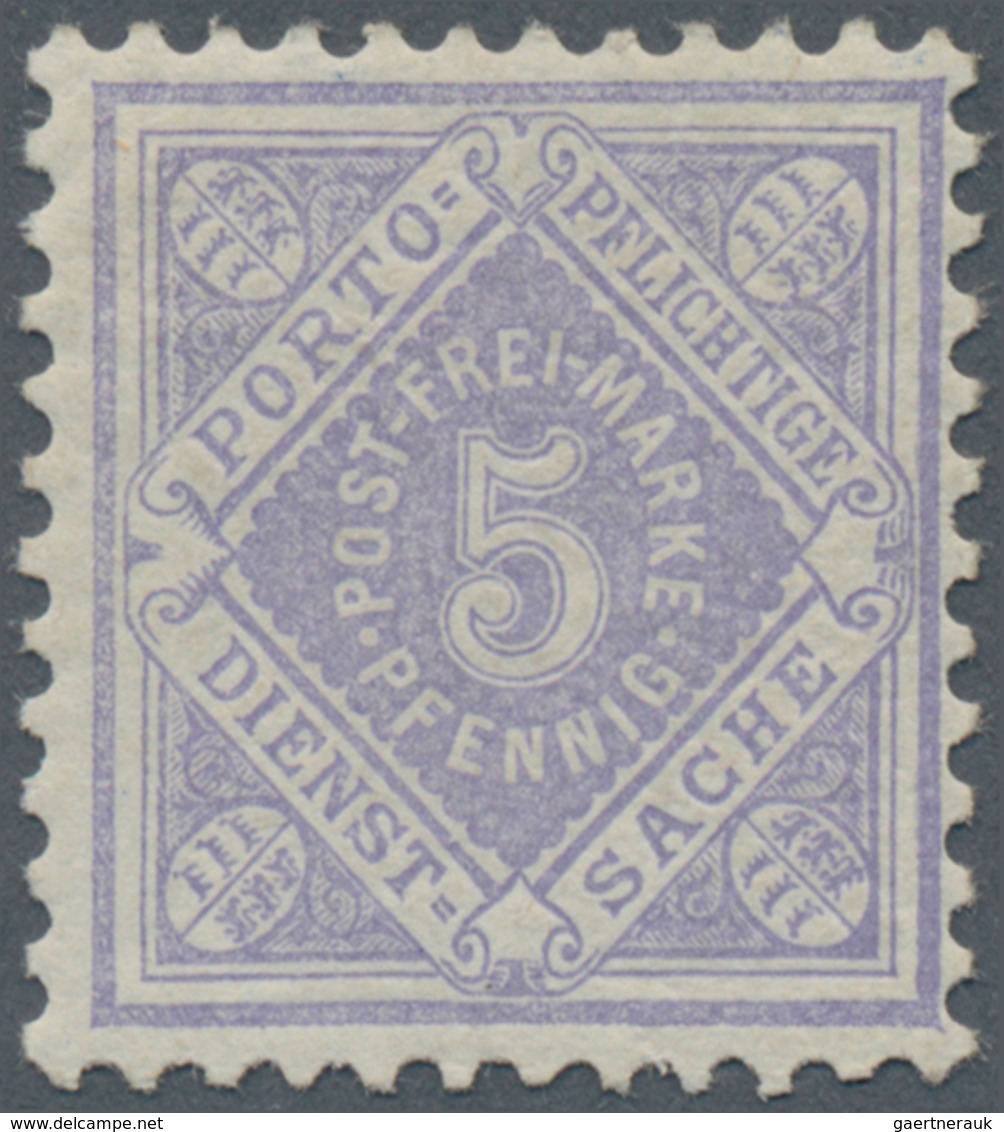 Württemberg - Marken Und Briefe: 1875, Behördenmarken 5 Pf. In Seltener B-Farbe Hellblauviolett, Ung - Other & Unclassified