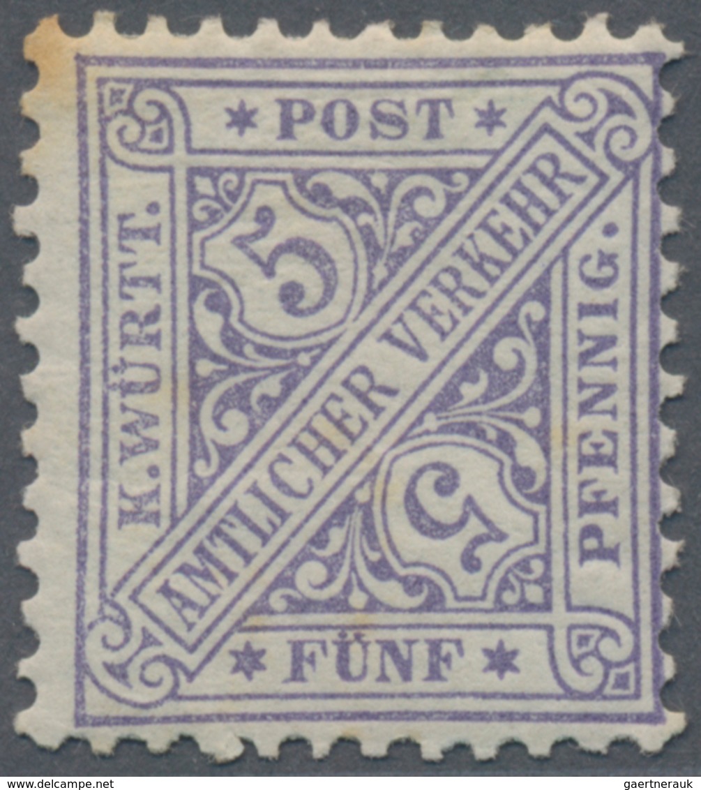 Württemberg - Marken Und Briefe: 1881, Staatsbehördenmarke 5 Pf In Seltener B-Farbe Hellblauviolett, - Sonstige & Ohne Zuordnung