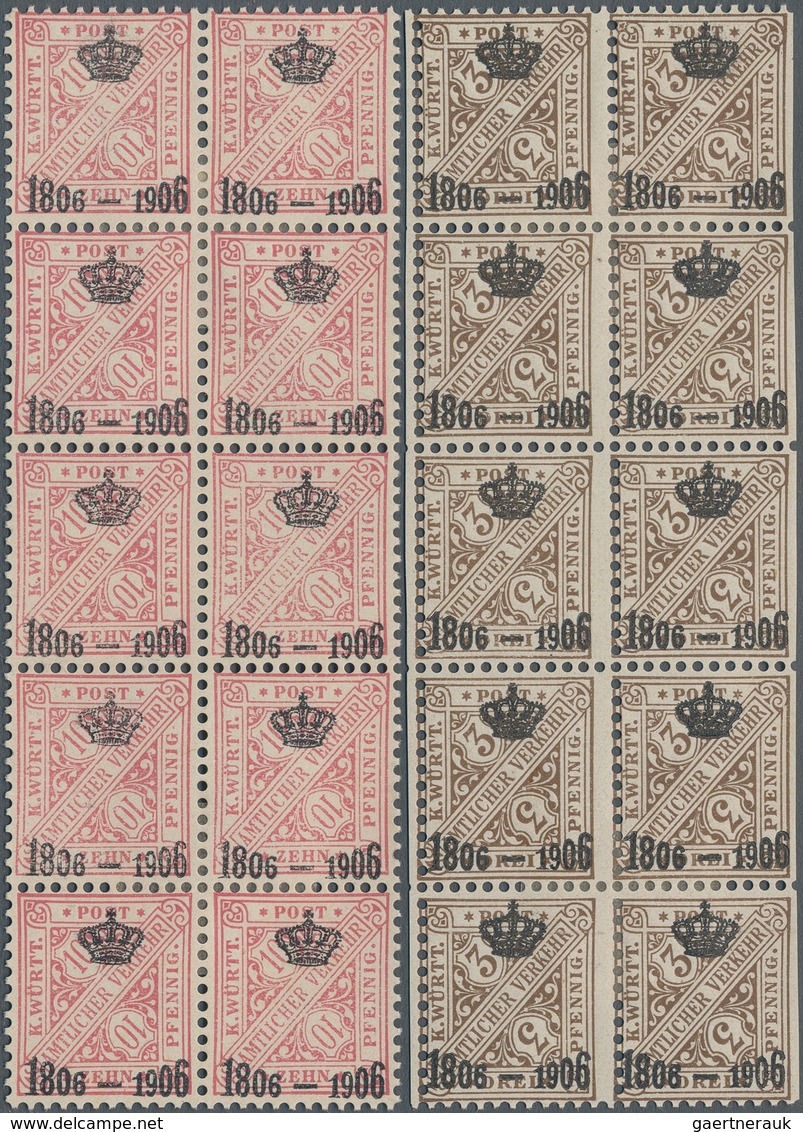 Württemberg - Marken Und Briefe: 1906, Dienstmarken 3 Pf Bis 1 M. Mit Krönchenaufdruck Als Gezähnte - Sonstige & Ohne Zuordnung