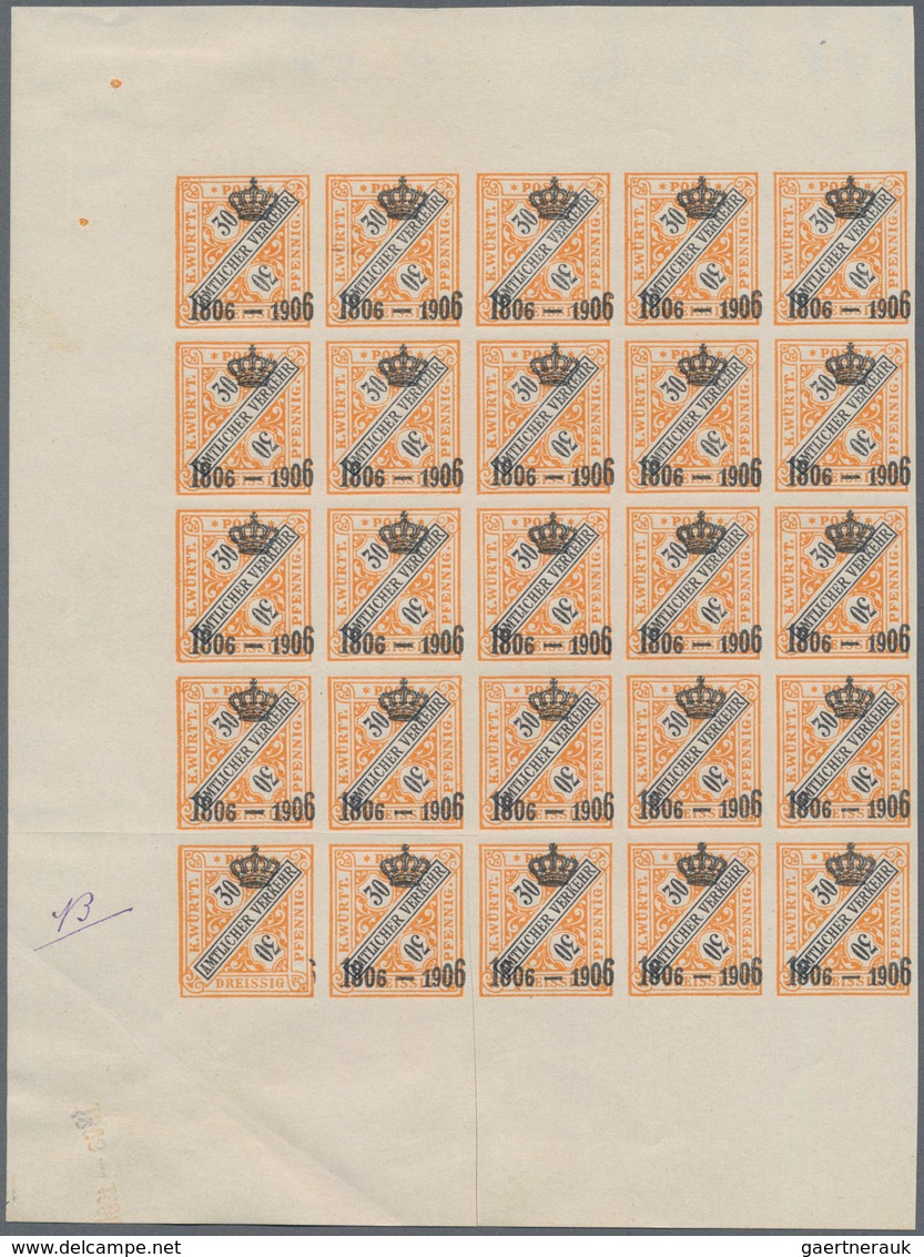 Württemberg - Marken Und Briefe: 1906, Staatsbehörden-Dienstmarke 30 Pf Mit Kronen-Aufdruck "1806-19 - Other & Unclassified