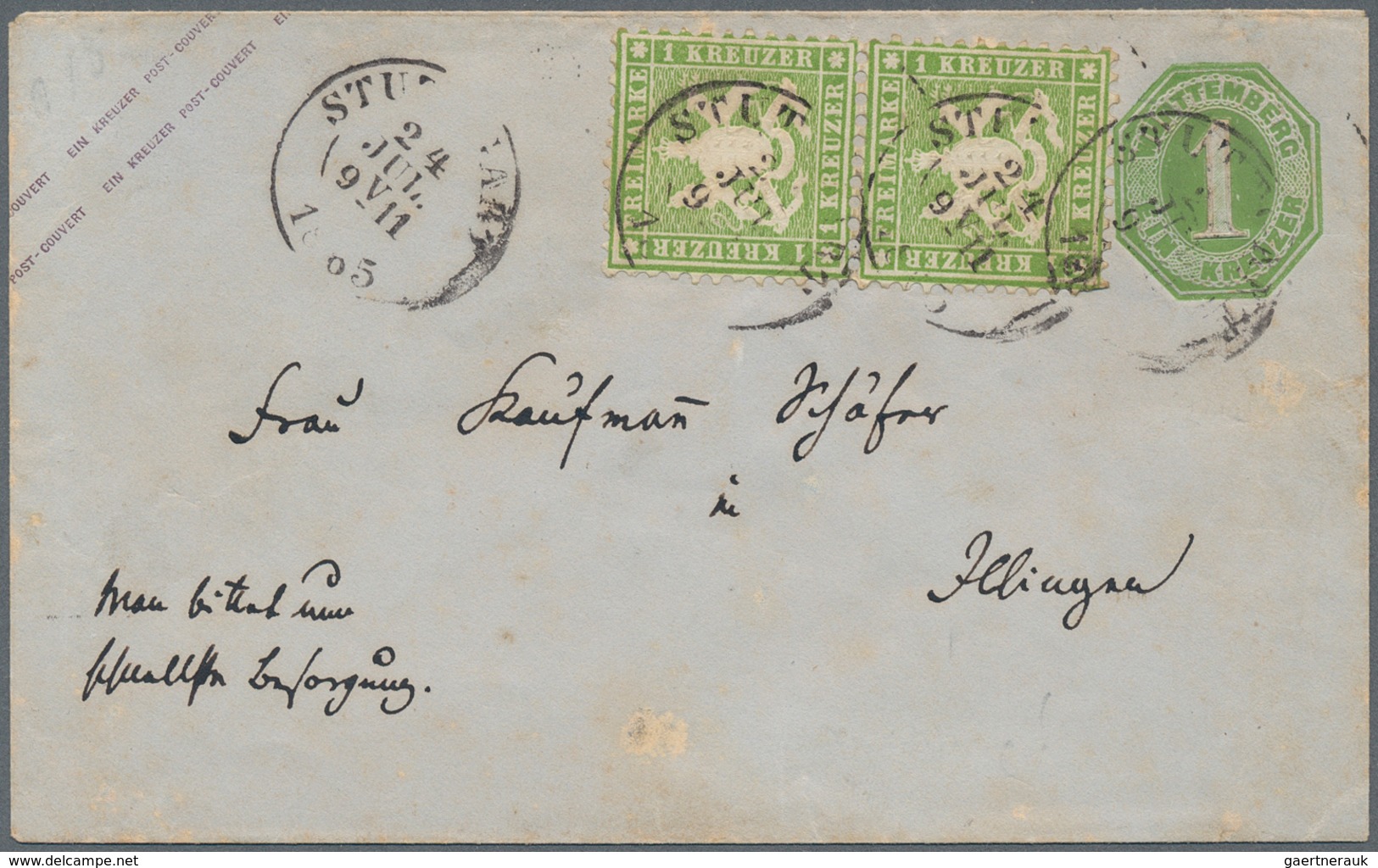 Württemberg - Ganzsachen: 1865/1875, einmalige Zusammenstellung von 4 veschiedenen Ausgaben auf dem