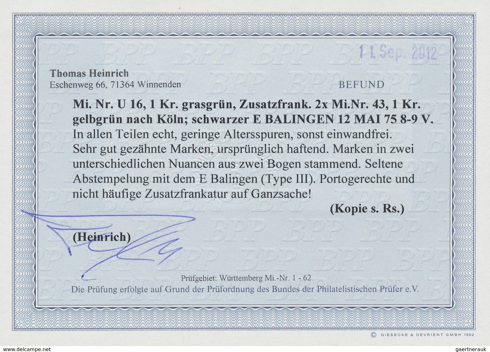 Württemberg - Ganzsachen: 1865/1875, einmalige Zusammenstellung von 4 veschiedenen Ausgaben auf dem