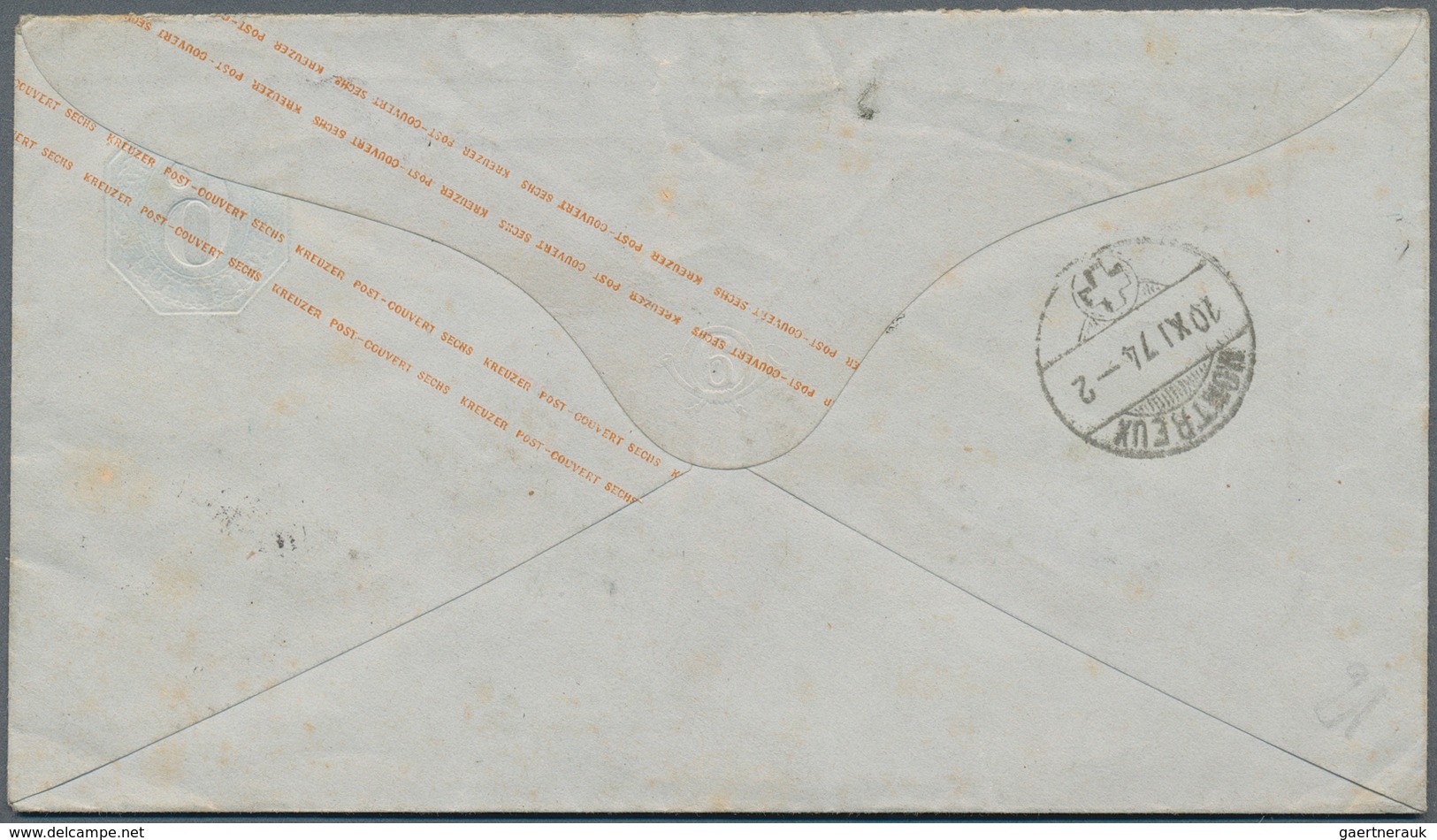 Württemberg - Ganzsachen: 1873/1874, 1 Kreuzer Grün Als Zusatzfrankatur Auf 6 Kr Blau Ganzsachenumsc - Other & Unclassified