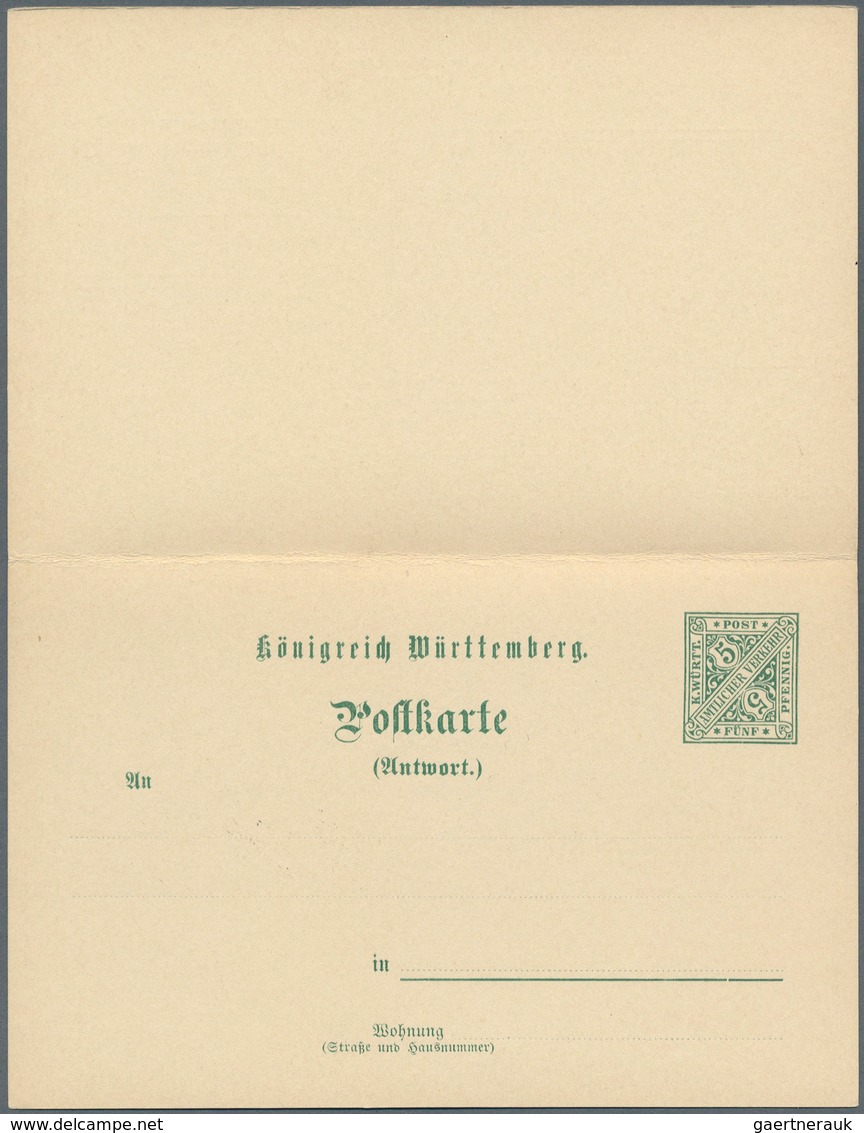 Württemberg - Ganzsachen: 1893, Dienst-Doppelkarte 5+5 Pf Amtl. Verkehr, Für Die Universität Tübinge - Autres & Non Classés