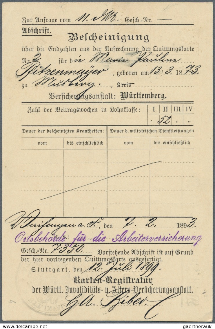 Württemberg - Ganzsachen: 1899/1901. Lot Von 2 Versch. Drucksachen-Postkarten 3 Pf Amtl. Verkehr "Ve - Other & Unclassified