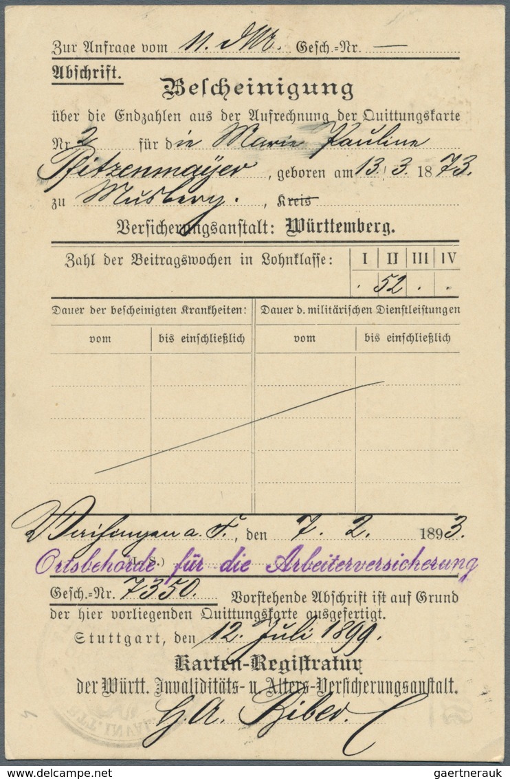 Württemberg - Ganzsachen: 1899/1901. Lot Von 2 Versch. Drucksachen-Postkarten 3 Pf Amtl. Verkehr "Ve - Sonstige & Ohne Zuordnung