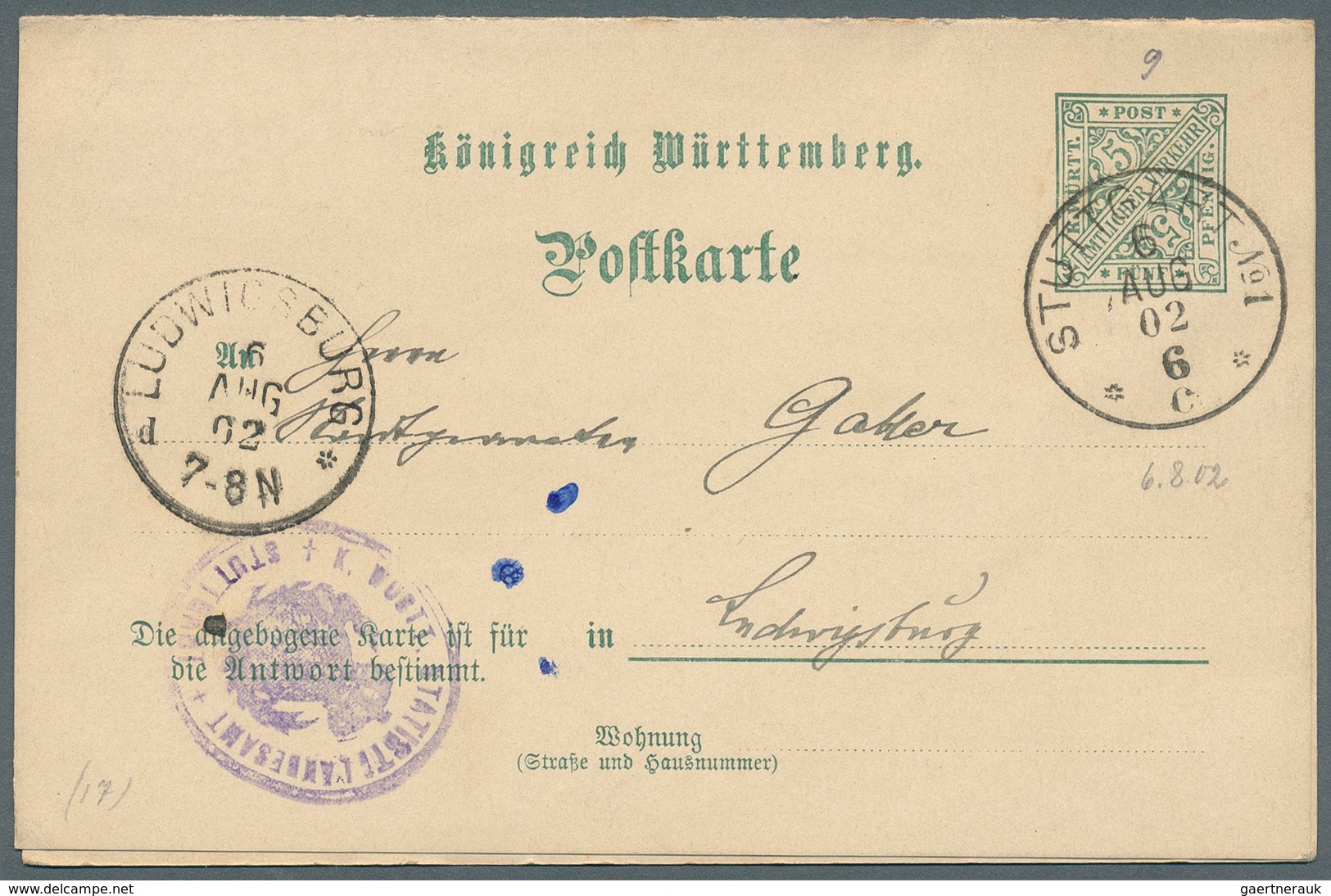 Württemberg - Ganzsachen: STATISTISCHES LANDESAMT: 1902, 5 Pfg. Doppel-Ganzsachenkarte Mit Gestempel - Andere & Zonder Classificatie