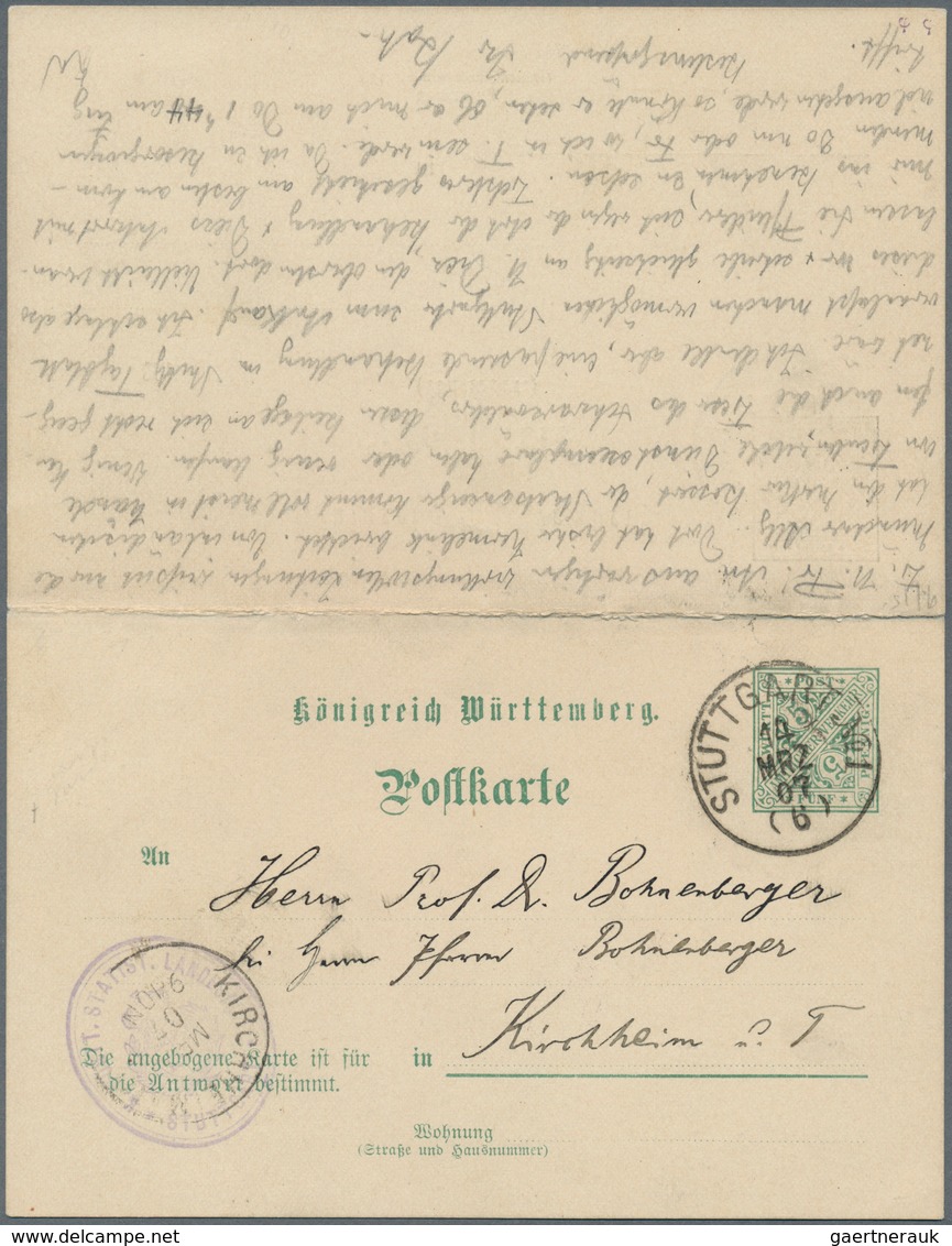 Württemberg - Ganzsachen: 1907. Dienst-Doppelkarte 5+5 Pf Grün "Statistisches Landesamt", Mit Dienst - Autres & Non Classés