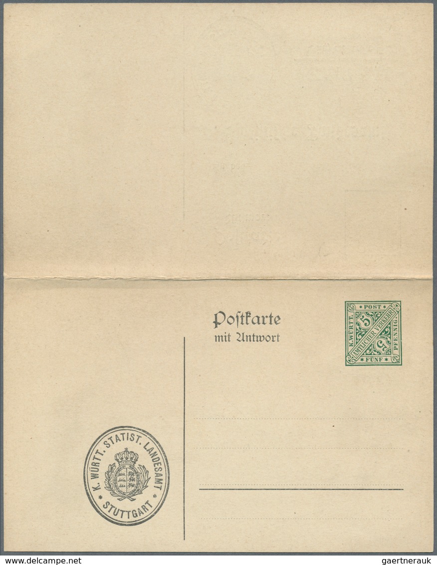 Württemberg - Ganzsachen: 1912. Dienst-Doppelkarte 5+5 Pf Grün "Statistisches Landesamt", Ungebrauch - Autres & Non Classés