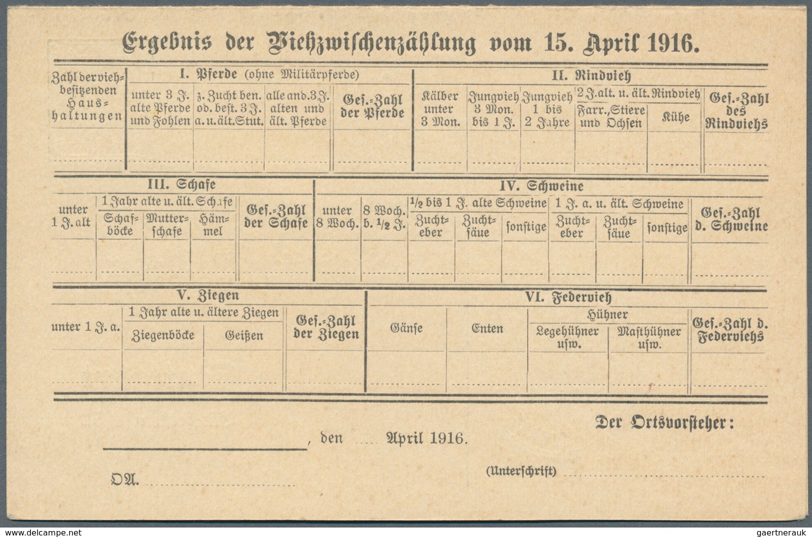 Württemberg - Ganzsachen: 1916, Doppelkarte 3+5 Pf Amtl. Verkehr (Viehzwischenzählung 1916), Ungebra - Autres & Non Classés