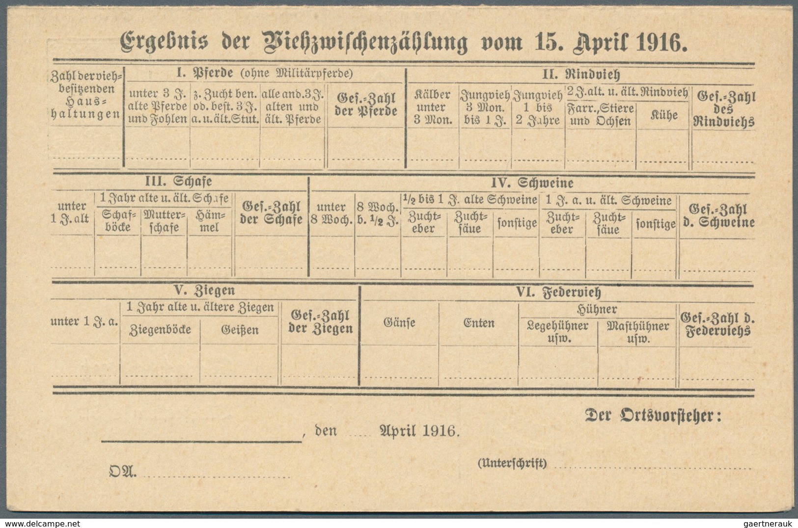 Württemberg - Ganzsachen: 1916, Doppelkarte 3+5 Pf Amtl. Verkehr (Viehzwischenzählung 1916), Ungebra - Andere & Zonder Classificatie