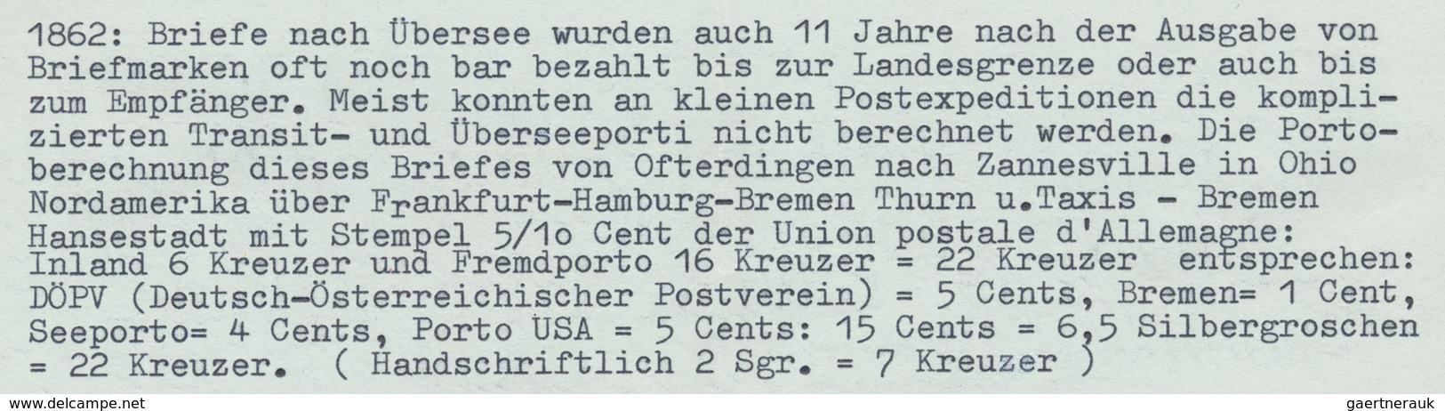 Württemberg - Dreikreisstempel: "OFTERDINGEN 30/9 62" K3 Auf Übersee-Couvert über Tübingen Und Württ - Sonstige & Ohne Zuordnung