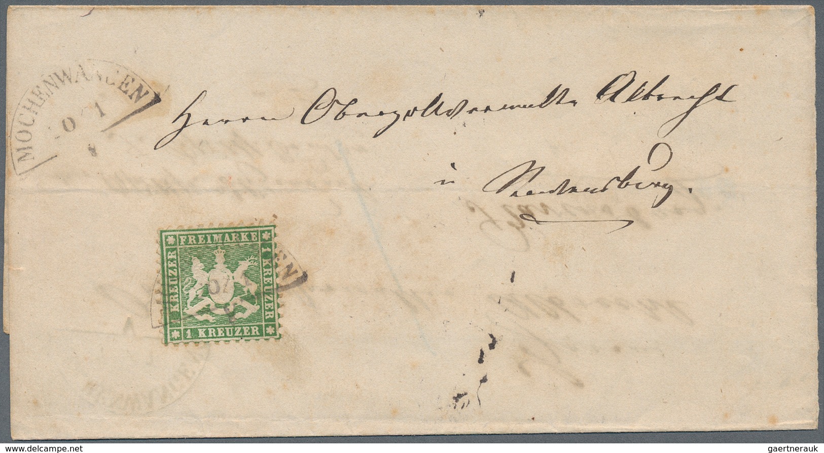 Württemberg - Bahnpost: 1863/1864, "MOCHENWANGEN" Sehr Seltener Bahnpost-Segmentstempel 2x Abgeschla - Autres & Non Classés