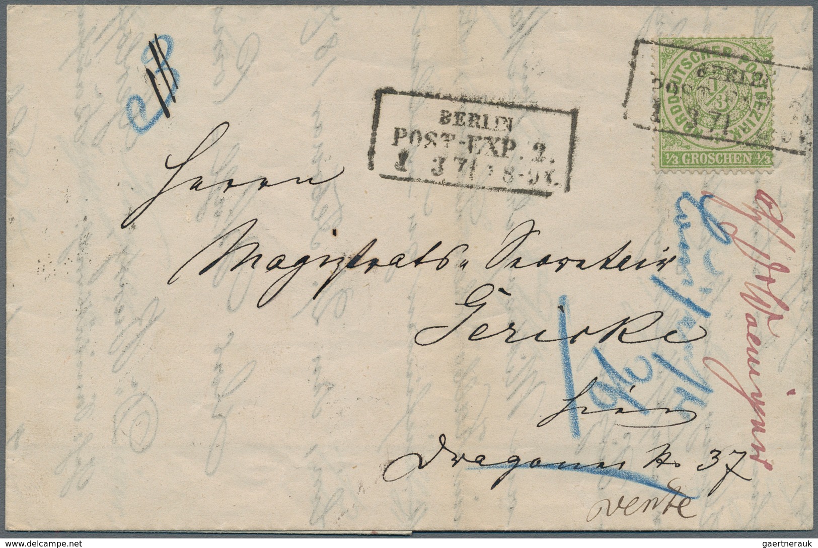 Norddeutscher Bund - Marken Und Briefe: 1871 Ortsbrief Mit Seltener Einzelfrankatur Und Interessante - Other & Unclassified
