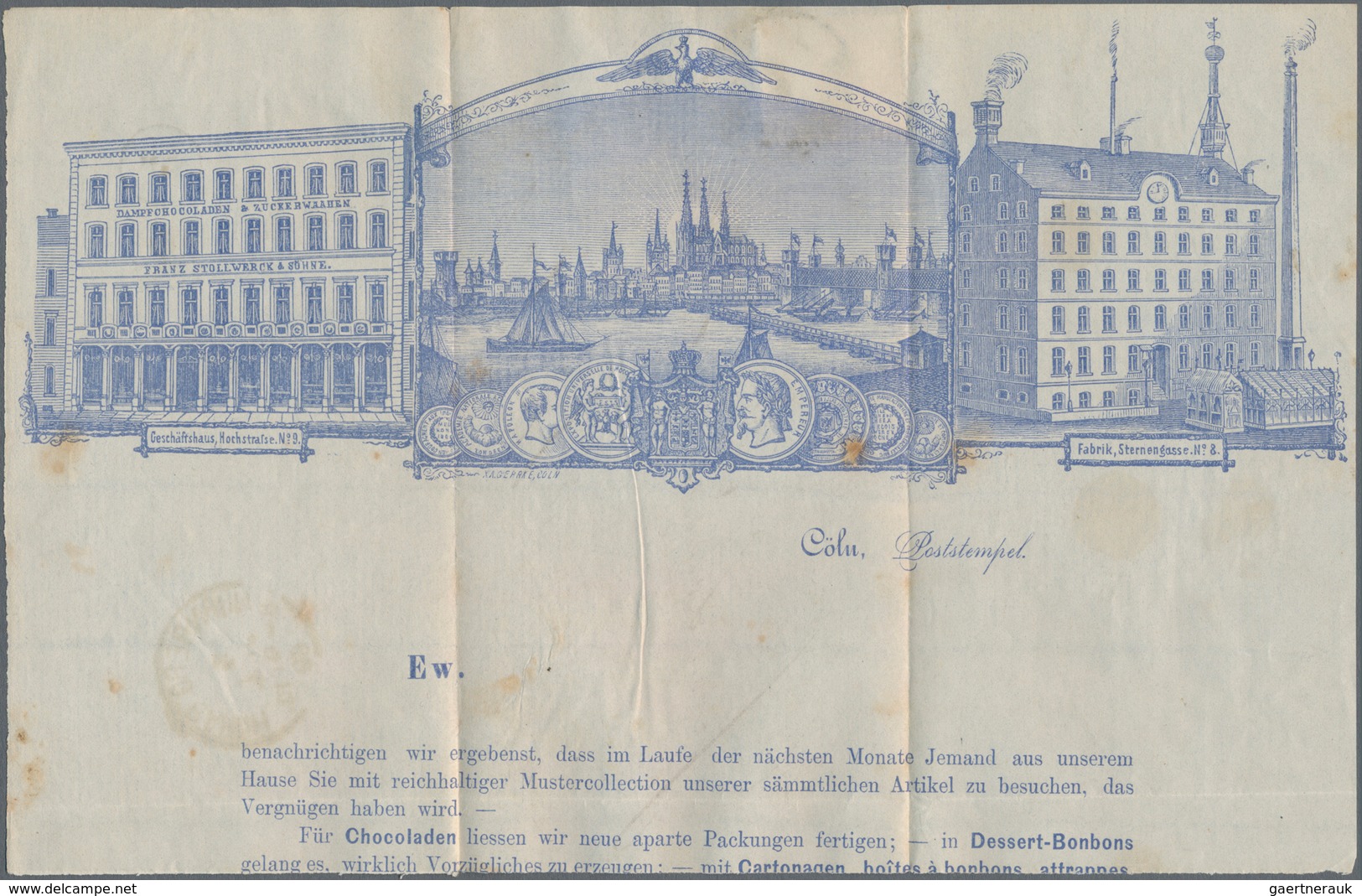 Norddeutscher Bund - Marken Und Briefe: 1869, 1/3 Gr Grün EF Entwertet Mit K2 "CÖLN BAHNHOF" Auf Hal - Autres & Non Classés