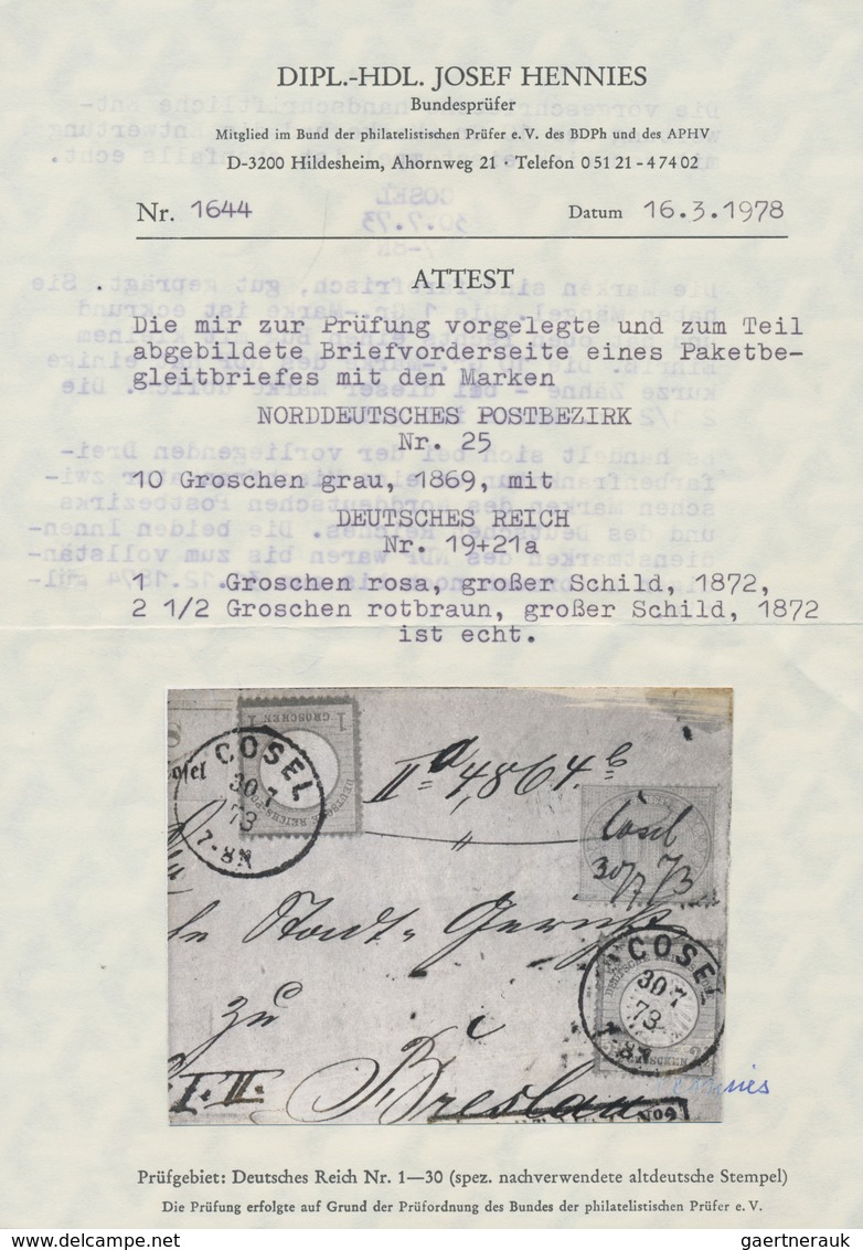 Norddeutscher Bund - Marken Und Briefe: 1872, Innendienst 10 Gr. Mit Federzug Und Sowie Gr. Schild 1 - Sonstige & Ohne Zuordnung