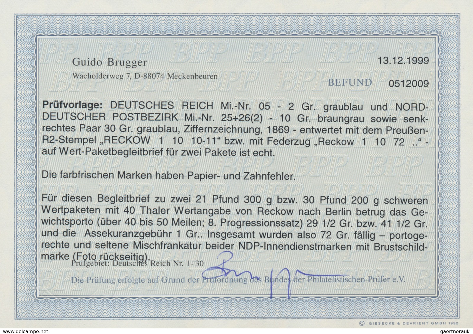 Norddeutscher Bund - Marken Und Briefe: 1872, Innendienst 30 Gr Im Paar Und 10 Gr Mit Federzug Und S - Autres & Non Classés