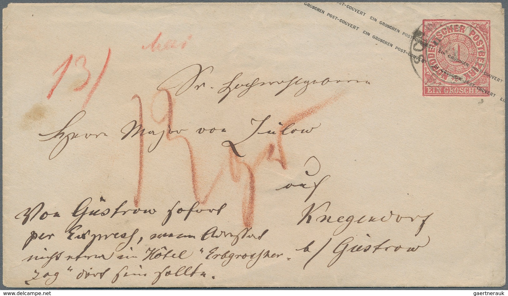 Norddeutscher Bund - Ganzsachen: 1869, 1 Groschen Ganzsachenumschlag Als Sehr Seltener Expressbrief - Autres & Non Classés