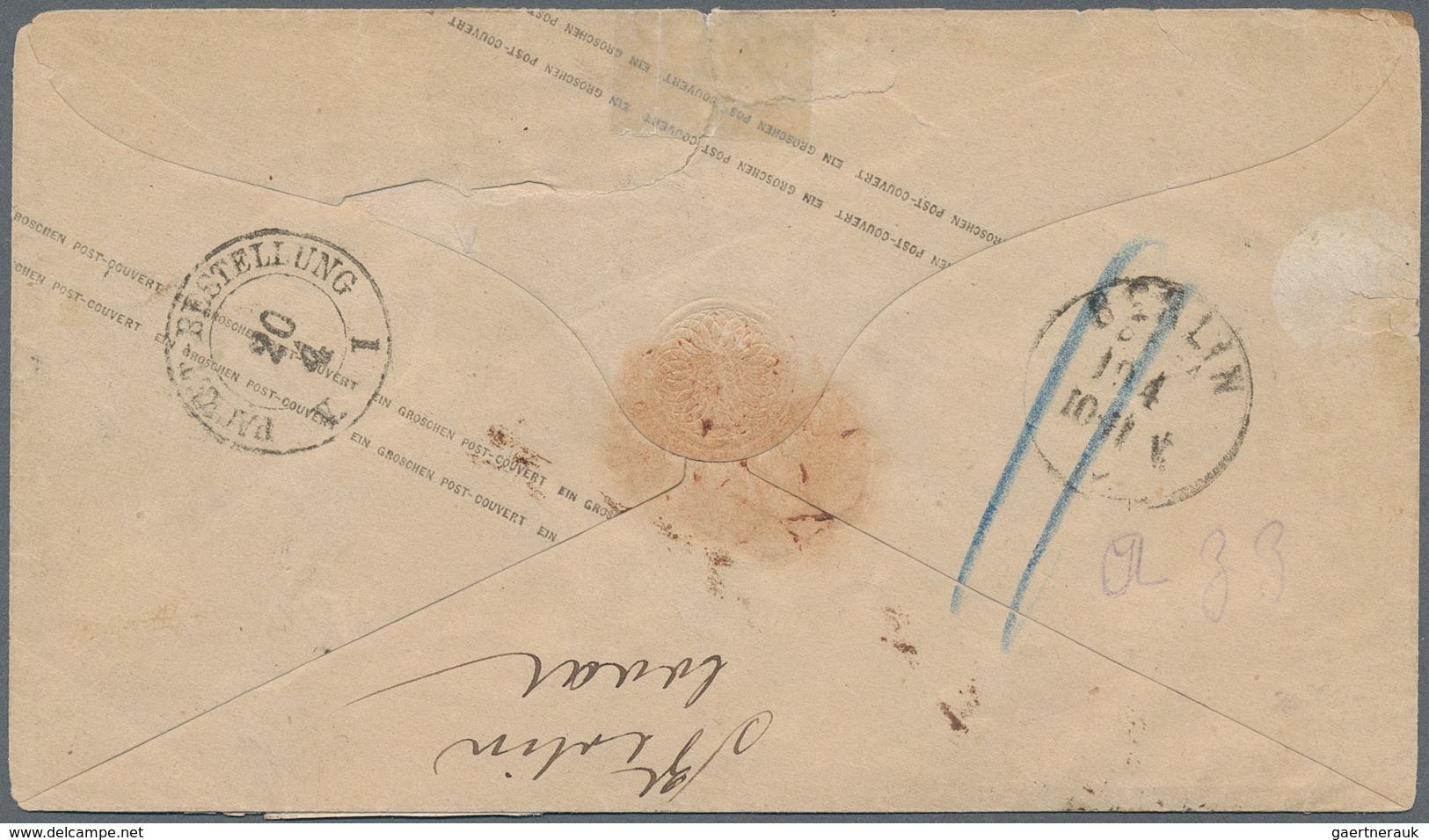 Norddeutscher Bund - Ganzsachen: 1869, 1 Gr Rot Ganzsachenumschlag Als PAKETBEGLEITBRIEF Nach Berlin - Autres & Non Classés