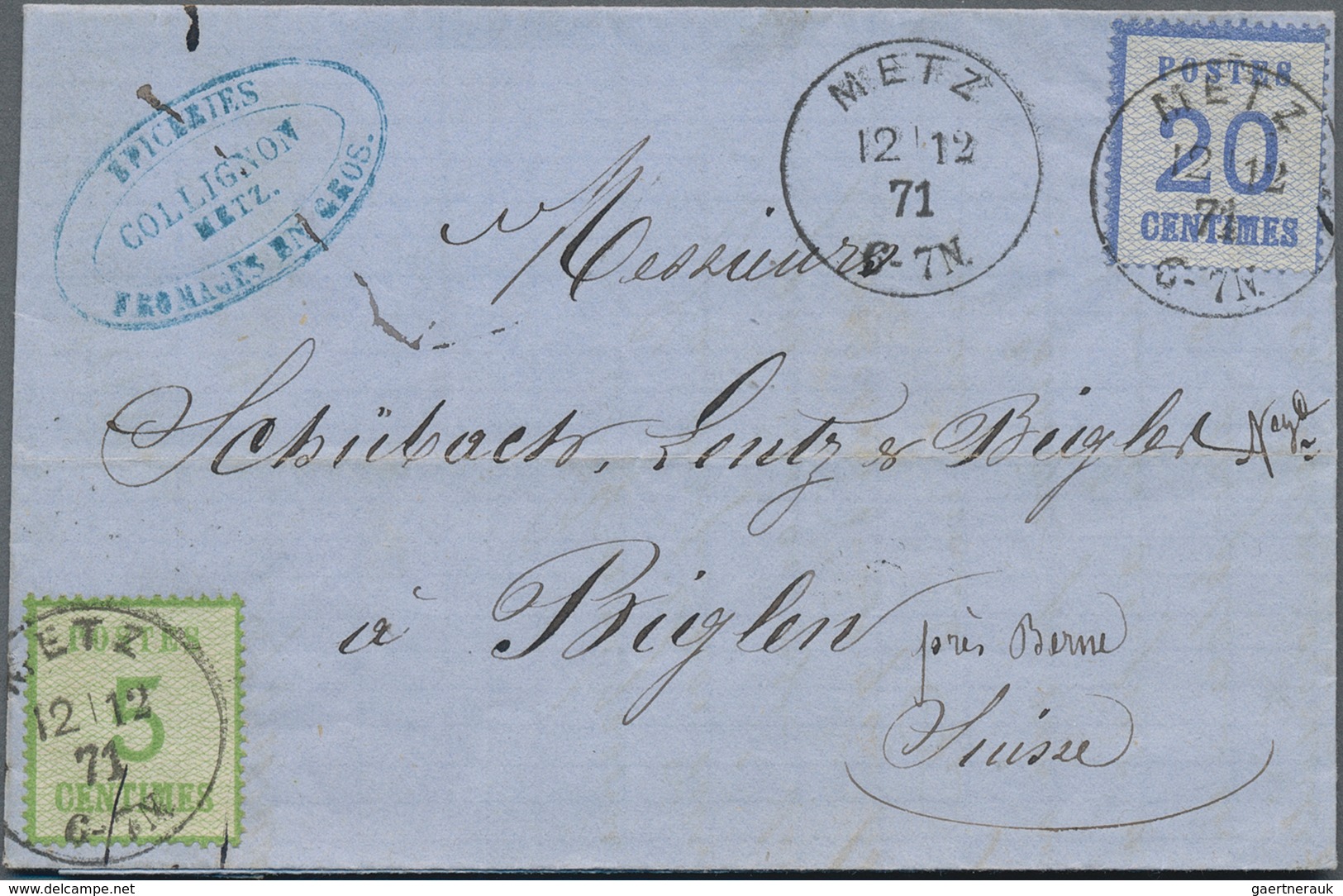 Elsass-Lothringen - Marken Und Briefe: 1871, Tolles "TRIO" Von 3 Kpl. Faltbriefen Aus Metz Und Straß - Sonstige & Ohne Zuordnung