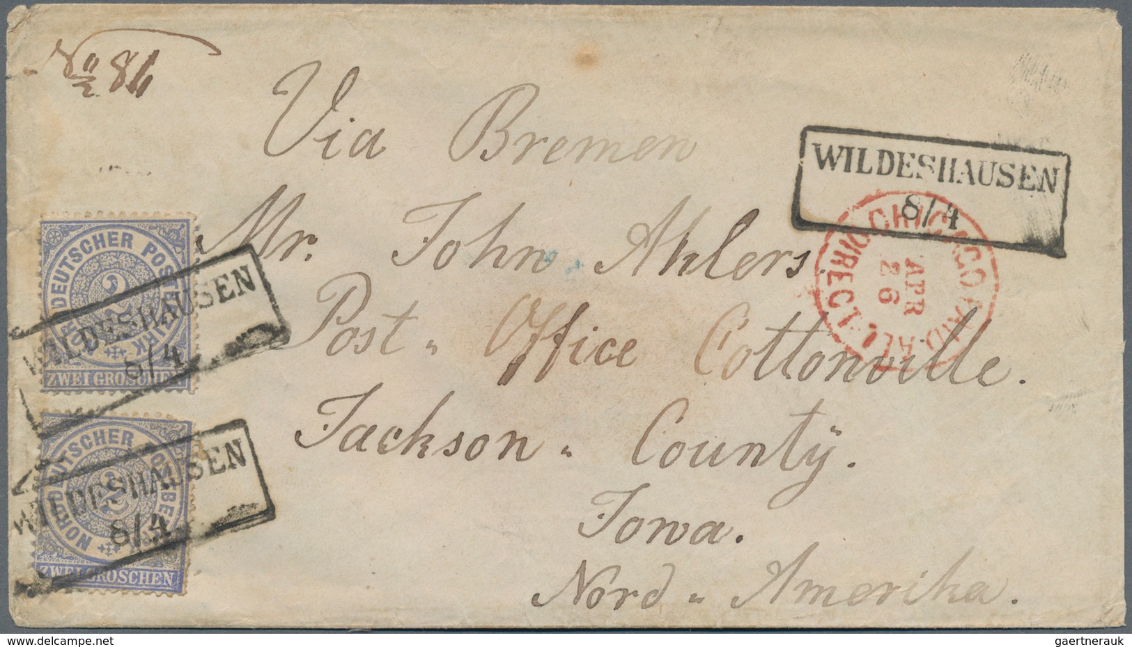 Transatlantikmail: 1870, Transatlantikbrief Aus WILDESHAUSEN ( Großherzogtum Oldenburg) Frankiert Mi - Europe (Other)