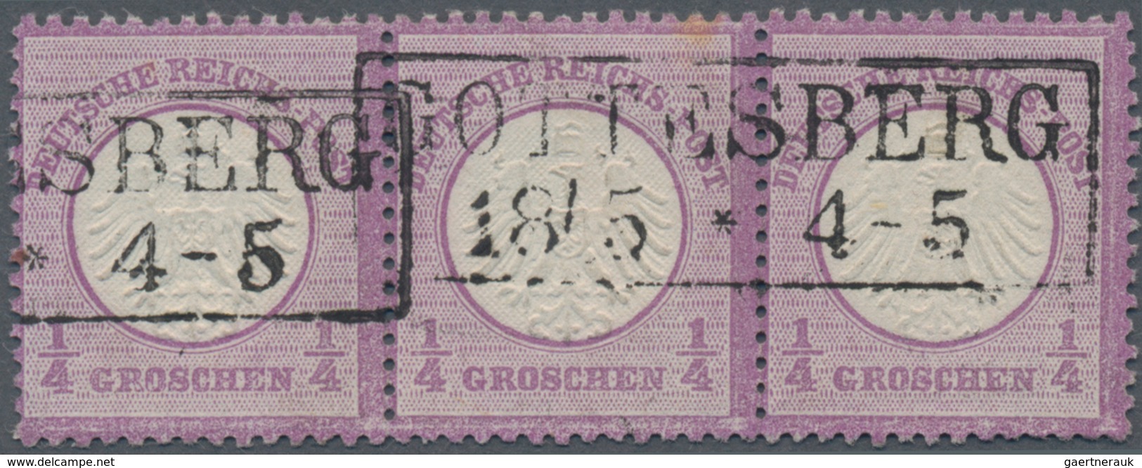 Deutsches Reich - Brustschild: 1872, Kleiner Schild ¼ Gr Violett Im Dreiersteifen Mit Ra2 "GOTTESBER - Unused Stamps