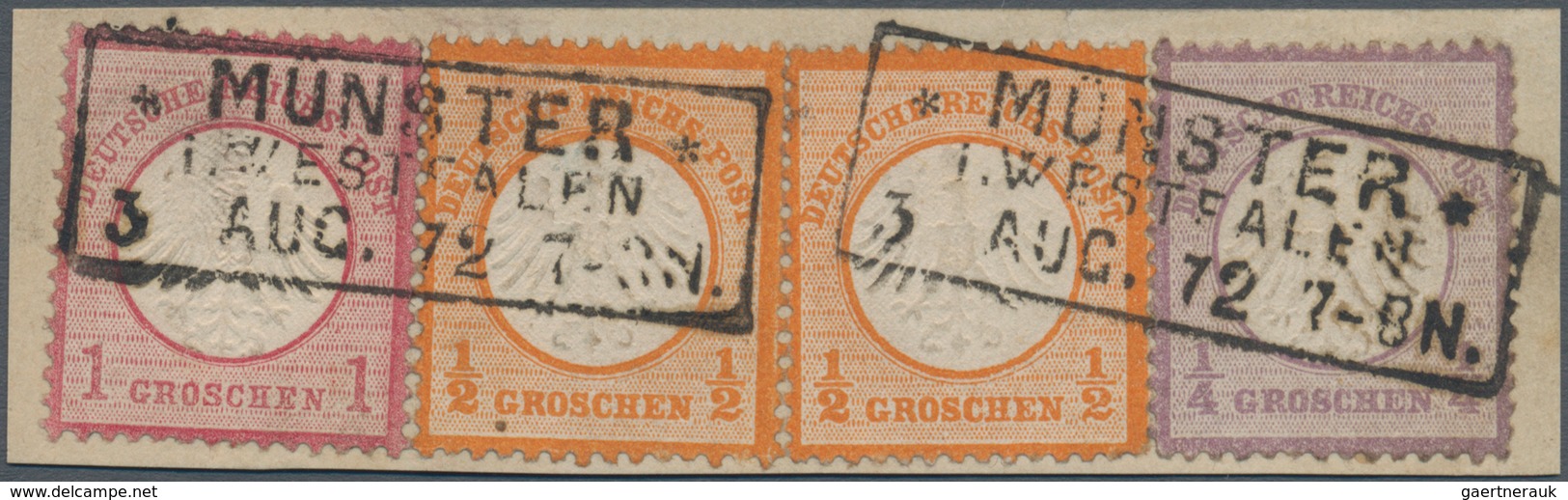 Deutsches Reich - Brustschild: 1872, Kleiner Schild ¼ Gr. Violett, 1 Gr. Karmin Und Zweimal ½ Gr Ora - Unused Stamps