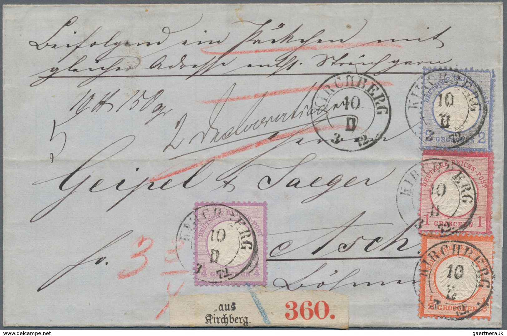Deutsches Reich - Brustschild: 1872, Kleiner Schild ¼ Gr Violett, ½ Gr. Orange, 1 Gr. Karmin Und 2 G - Unused Stamps