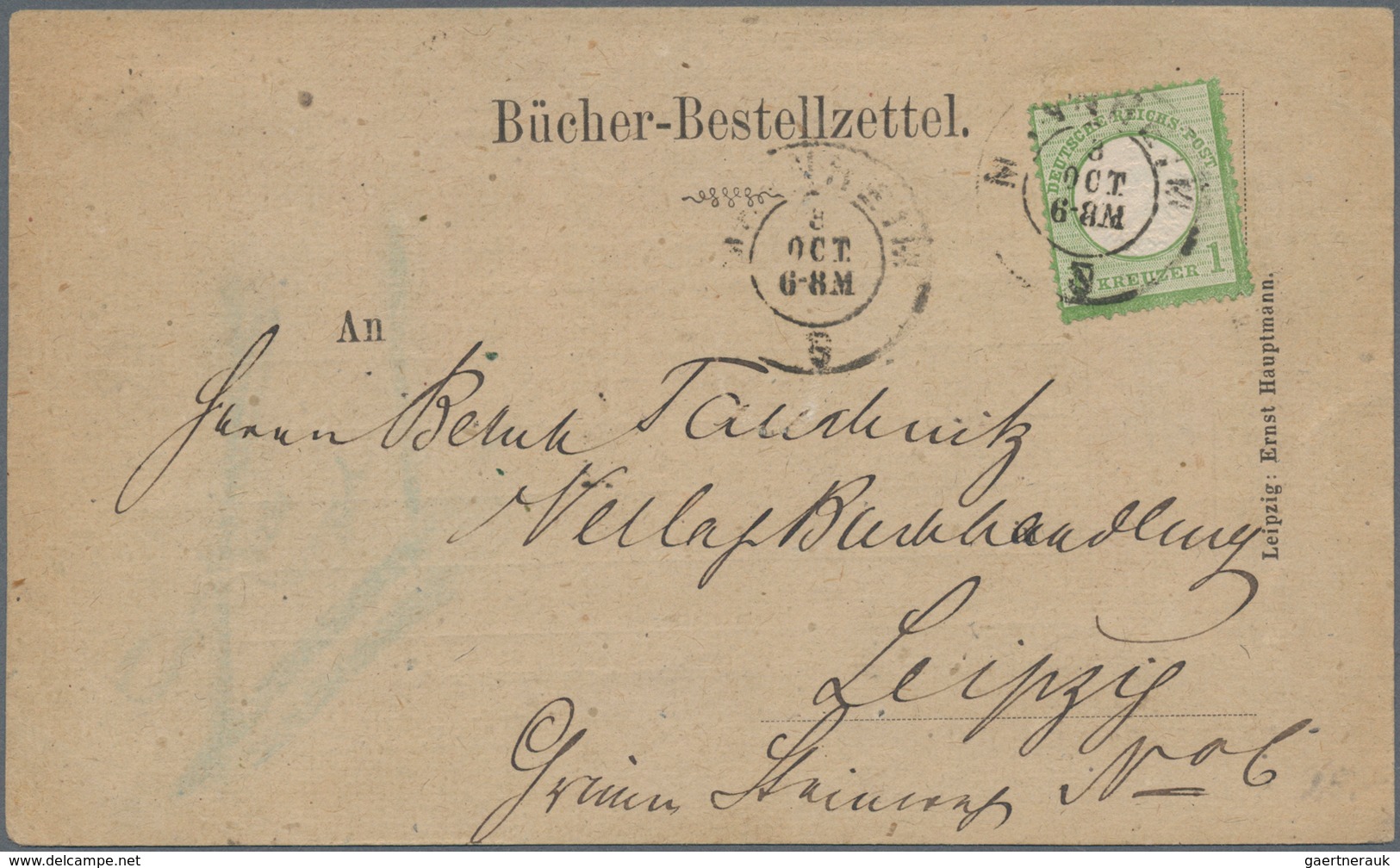 Deutsches Reich - Brustschild: 1872, Kleiner Schild 1/3 Gr. Hellgrün Als Einzelfrankatur Auf Vordruc - Unused Stamps