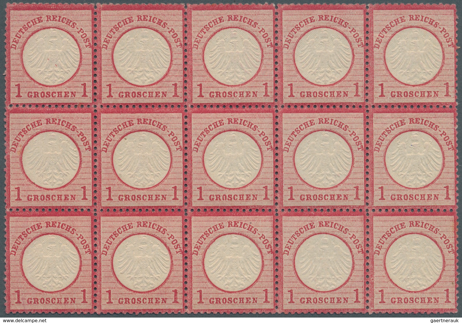 Deutsches Reich - Brustschild: 1872, 1 Gr Rosa Im Waagerechten 15er-Block, Sehr Schön Farbfrisch, Gu - Unused Stamps