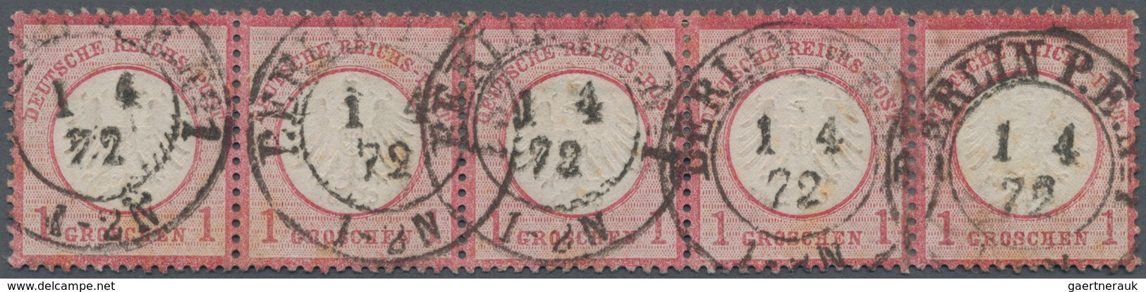 Deutsches Reich - Brustschild: 1872, Kleiner Schild 1 Gr. Karmin Im 5er Streifen Mit K2 "BERLIN P.E. - Unused Stamps