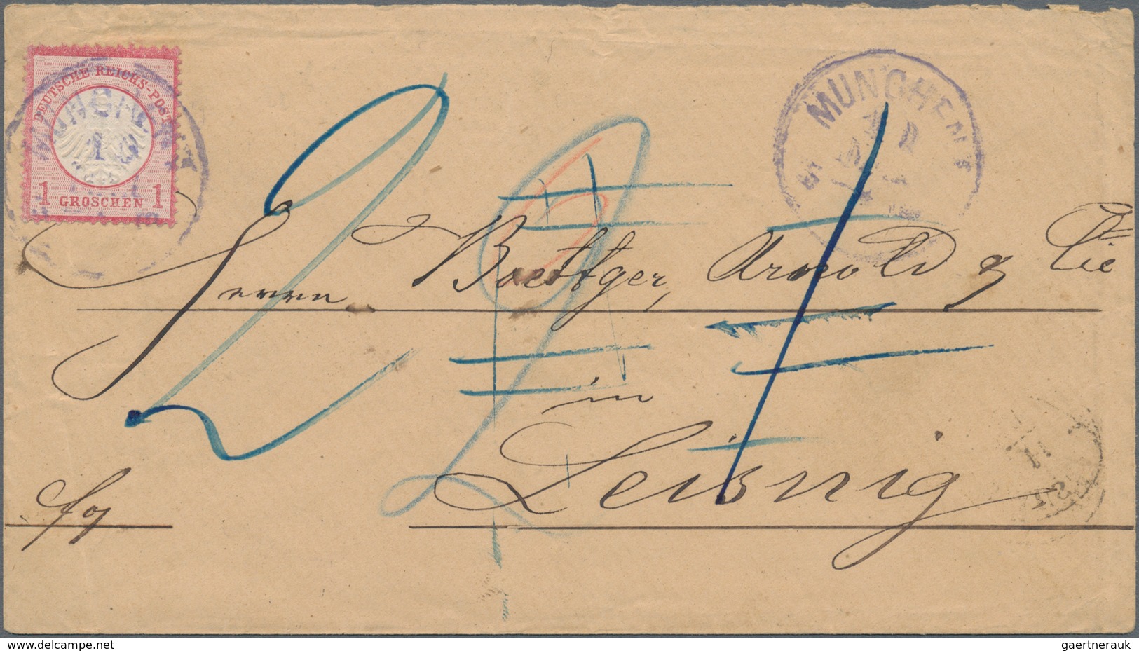 Deutsches Reich - Brustschild: 1872, Kleiner Schild 1 Gr Karmin Mit Fremdverwendung Von "MÜNCHEN 10 - Unused Stamps