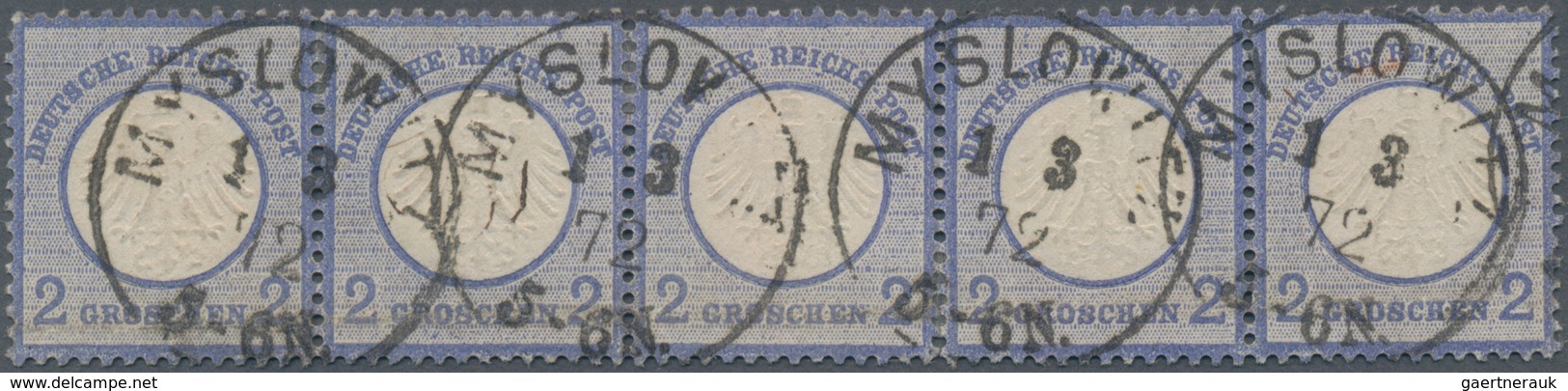 Deutsches Reich - Brustschild: 1872, Kleiner Schild 2 Gr Ultramarin Im Waagrechten Fünferstreifen Mi - Unused Stamps