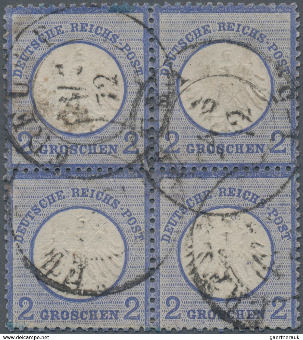 Deutsches Reich - Brustschild: 1872, Kleiner Schild 2 Gr Ultramarin Im Viererblock Mit K2 "ERFURT 24 - Unused Stamps