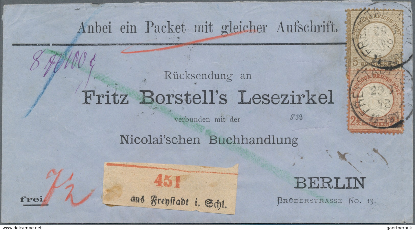 Deutsches Reich - Brustschild: 1872, Kleiner Schild 5 Gr Und Großer Schild 2½ Gr Auf Vordruck-Paketb - Ungebraucht