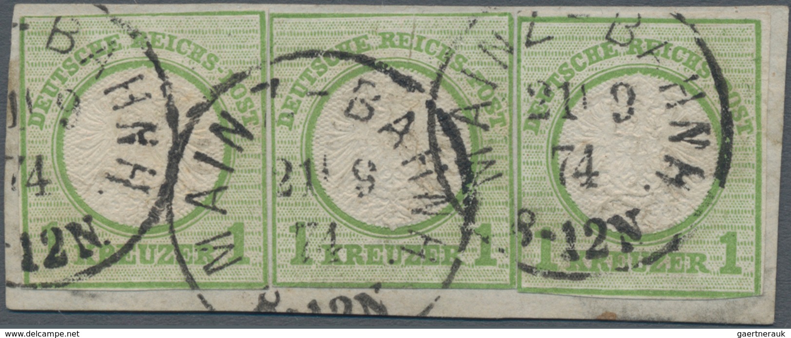 Deutsches Reich - Brustschild: 1874, Ganzsachenausschnitt 1 Kr Gelblichgrün "Großer Brustschild", 3 - Unused Stamps