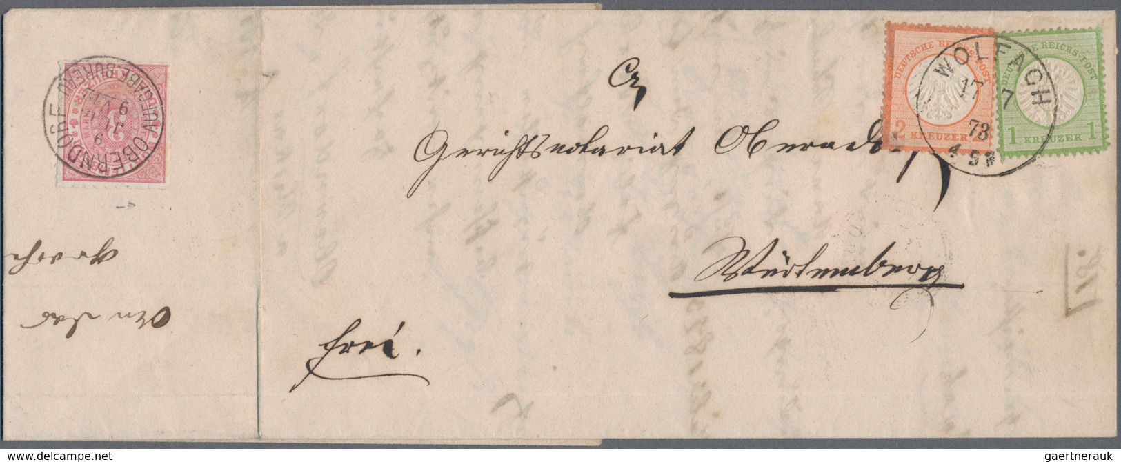 Deutsches Reich - Brustschild: 1873, Kl. Schild 2 Kr. Rot Und Gr. Schild 1 Kr. Hellgrün Als ZWEILÄND - Unused Stamps
