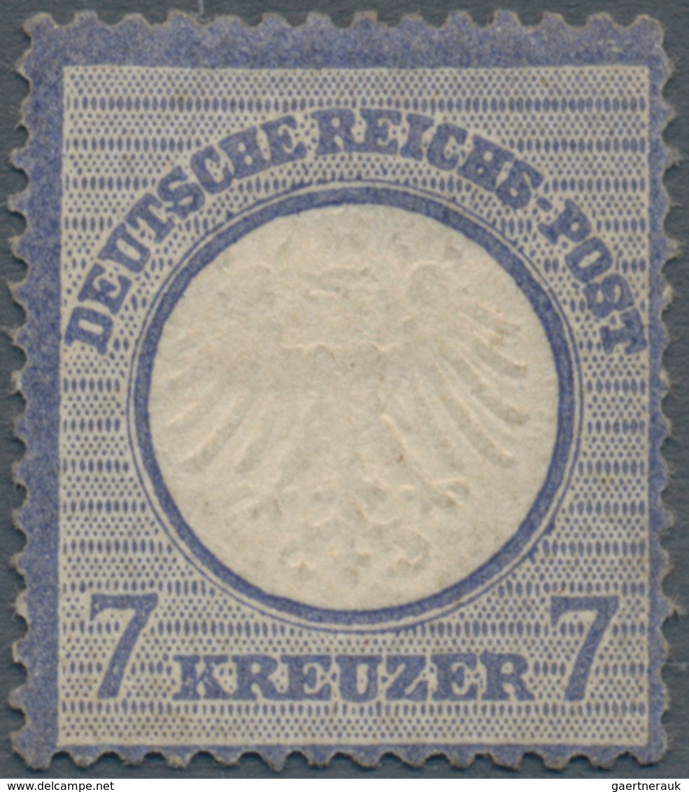 Deutsches Reich - Brustschild: 1872 Kleiner Schild 7 Kreuzer Ultramarin Ungebraucht Mit Originalgumm - Ungebraucht