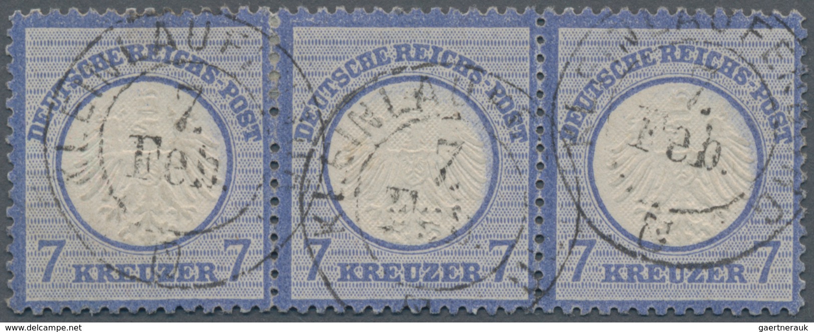 Deutsches Reich - Brustschild: 1872, Kleiner Schild 7 Kr. Ultramarin Im 3er Streifen Mit Baden-K2 "K - Unused Stamps