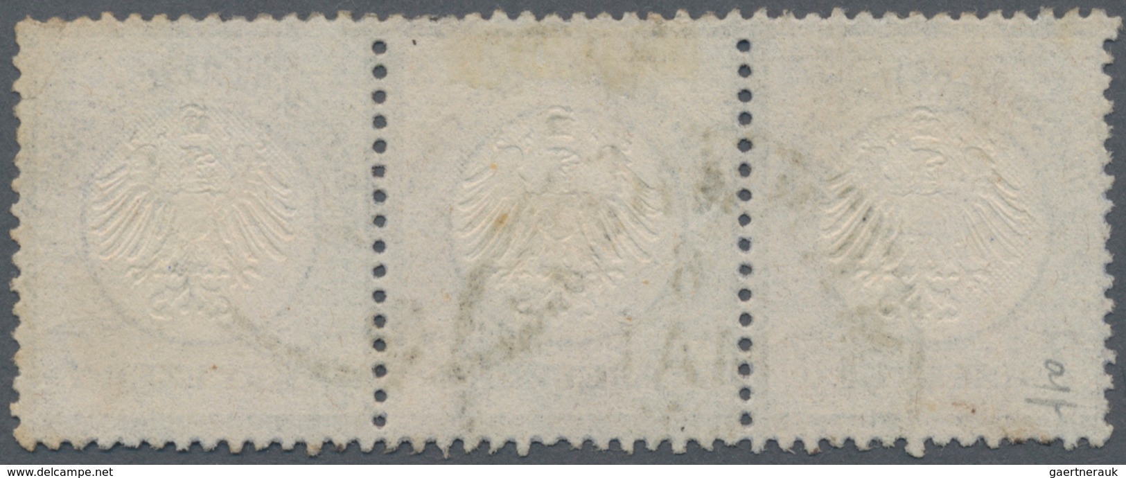 Deutsches Reich - Brustschild: 1872, Kleiner Schild 7 Kr. Ultramarin Im 3er Streifen Mit K1 "MANNHEI - Unused Stamps